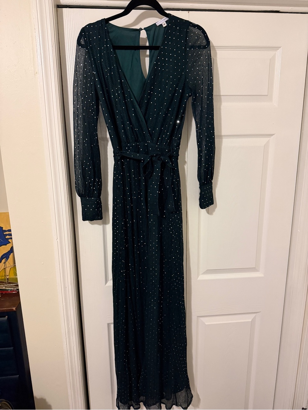 Baltic Born Emerald Green Long Sleeve Sparkle Wrap Maxi Dress